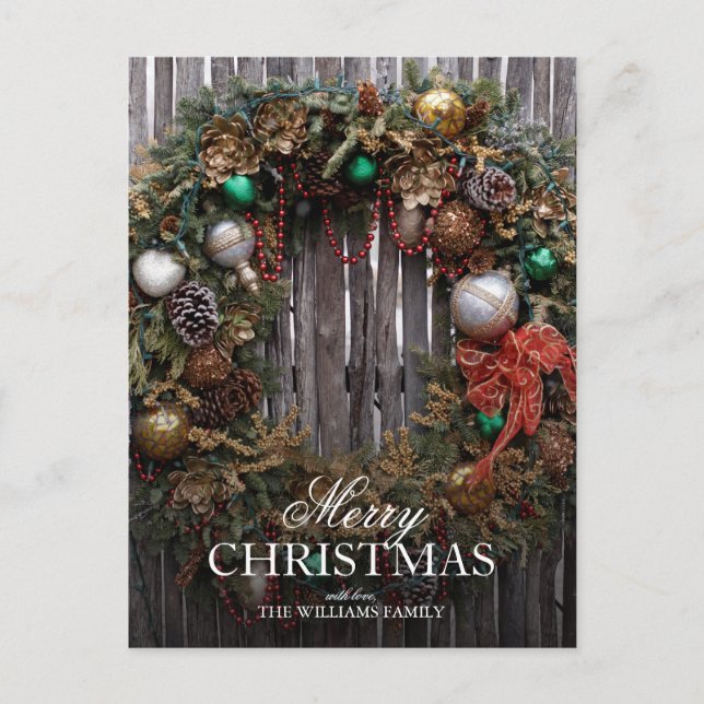 Cartão Postal De Festividades Natal no Sudoeste - Grinalda Clássica com Enfeite (Frente)