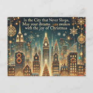 Cartão Postal De Festividades Natal Nostálgico em Nova York - Feriado Icônico