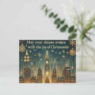 Cartão Postal De Festividades Natal Nostálgico em Nova York - Feriado Icônico