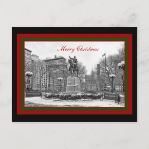 Cartão Postal De Festividades Natal NYC Union Square P & B Feliz Natal
