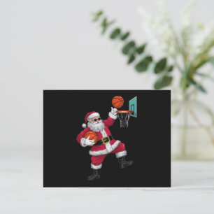 Cartão Postal De Festividades Natal Papai Noel Dunking Um Xmas De Basquete