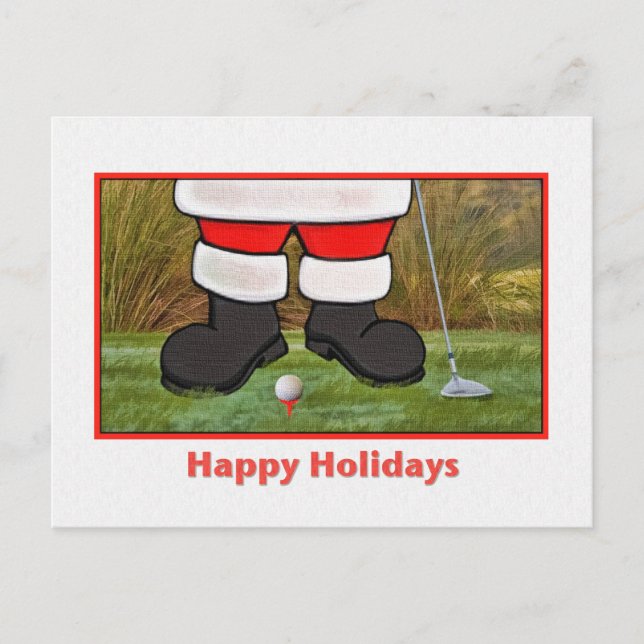 Cartão Postal De Festividades Natal, Papais noeis Golfer, Cartão-postal (Frente)