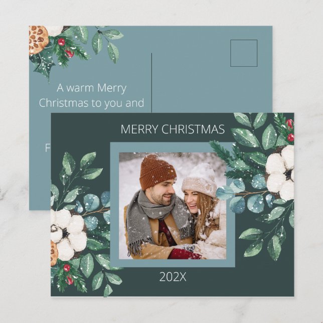 Cartão Postal De Festividades Natal para Casais Personalizados Bonitos (Frente/Verso)