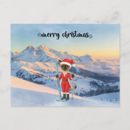 Cartão Postal De Festividades Natal para Cat Papai Noel fã de Gato Siamês