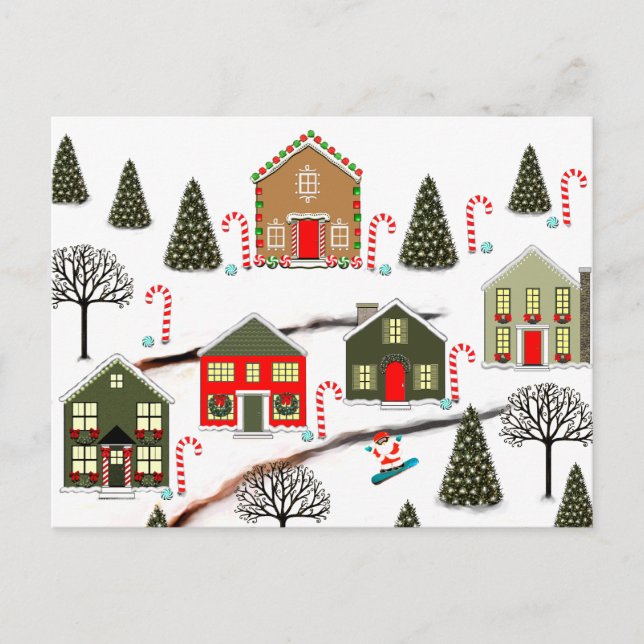 Cartão Postal De Festividades Natal para Papais noeis de neve (Frente)