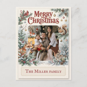 Cartão Postal De Festividades Natal Personalizado com Foto da Vida Selvagem da F