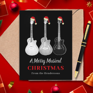Cartão Postal De Festividades Natal Personalizado de Guitarra Legal Música Alegr