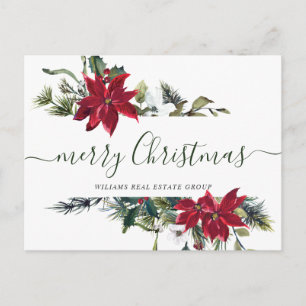 Cartão Postal De Festividades Natal Poinsettia Mistletosaudação corporativa