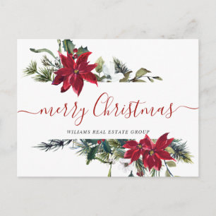 Cartão Postal De Festividades Natal Poinsettia Mistletosaudação corporativa