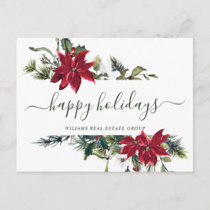 Cartão Postal De Festividades Natal Poinsettia Mistletosaudação corporativa