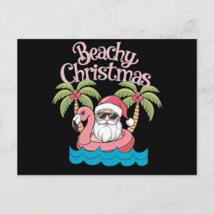 Cartão Postal De Festividades Natal Praia Tropical de Férias Santa Praia 