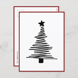 Cartão Postal De Festividades Natal preto minimalista