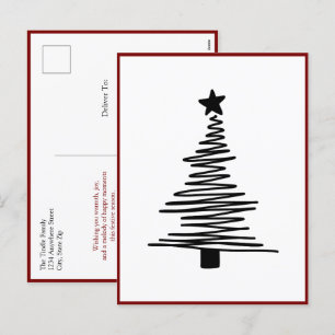 Cartão Postal De Festividades Natal preto minimalista