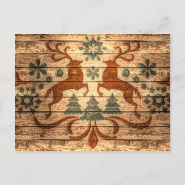 Cartão Postal De Festividades Natal primitivo do Nordic dos flocos de neve da (Frente)