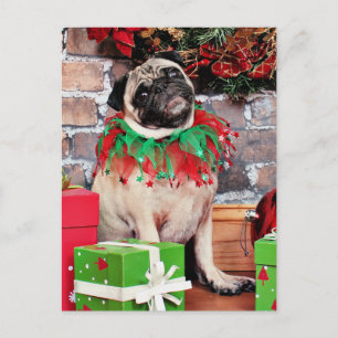 Cartão Postal De Festividades Natal - Pug - Lily Lou