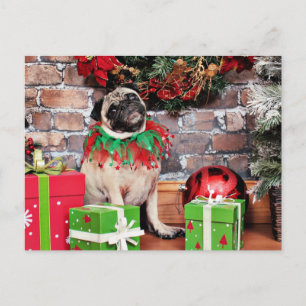 Cartão Postal De Festividades Natal - Pug - Lily Lou
