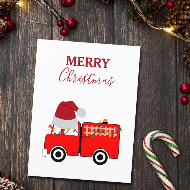 Cartão Postal De Festividades Natal Red Fire Truck Xmas (Criador carregado)