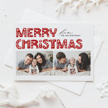 Cartão Postal De Festividades Natal Red Scandinavian Duas Fotografias<br><div class="desc">Envie o festival com o nosso cartão postal de Natal de duas fotos, personalizável, com uma magnífica tipografia no estilo escandinavo. Esta foto colage o cartão postal de Natal mistura maravilhosamente a estética moderna com espírito festivo, permitindo que você mostre duas de suas fotos favoritas. A tipografia moderna é complementada...</div>