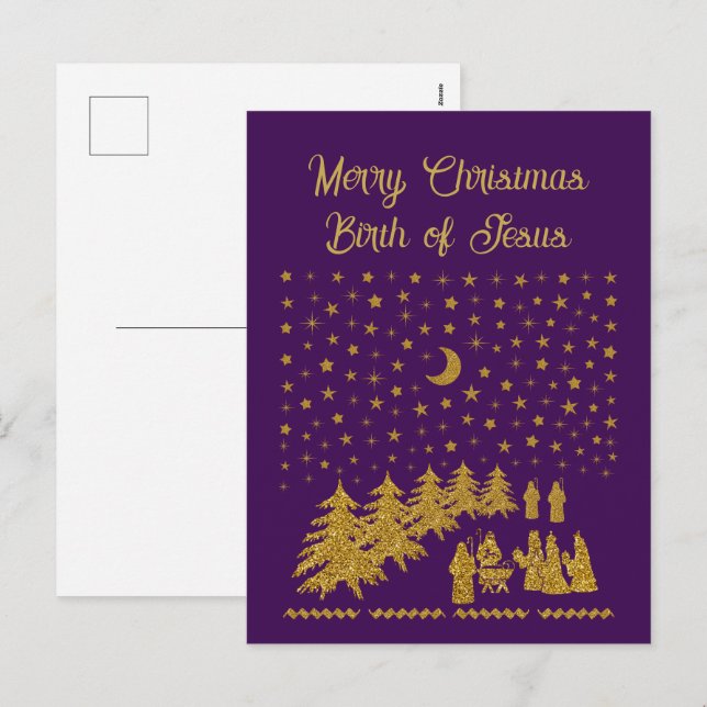 Cartão Postal De Festividades Natal religioso, Nascimento de Jesus (Frente/Verso)