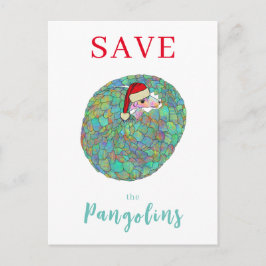Cartão Postal De Festividades Natal Salve a Pangolim Animal Fofo