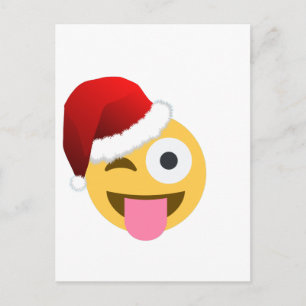 Cartão Postal De Festividades natal santa claus winking emoji