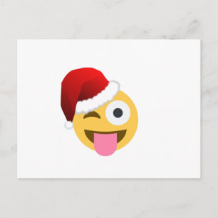 Cartão Postal De Festividades natal santa claus winking emoji