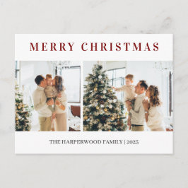 Cartão Postal De Festividades Natal Simples Família Moderna Duas Fotos