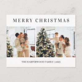 Cartão Postal De Festividades Natal Simples Moderno Família Duas Fotos