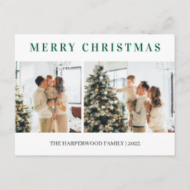 Cartão Postal De Festividades Natal Simples Moderno Família Duas Fotos