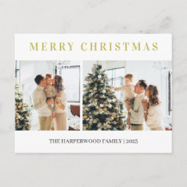 Cartão Postal De Festividades Natal Simples Moderno Família Duas Fotos