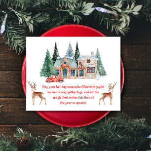 Cartão Postal De Festividades natal snowy house feliz natal