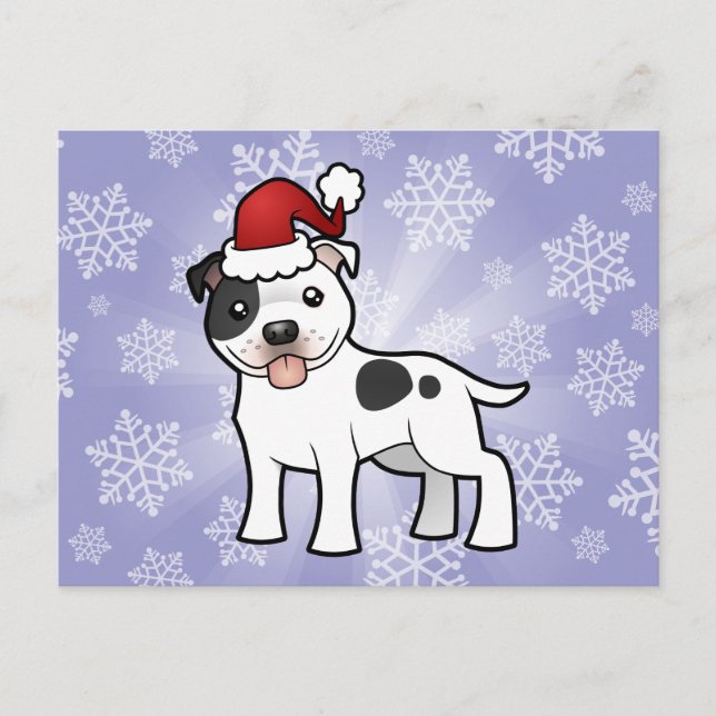 Cartão Postal De Festividades Natal Staffordshire bull terrier (Frente)