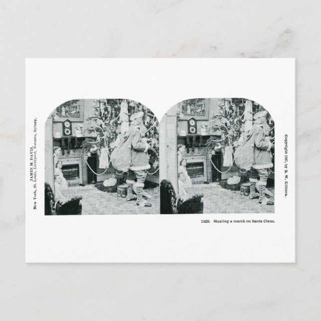 Cartão Postal De Festividades Natal Stereoview - vintage (Frente)