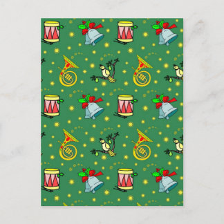 Cartão Postal De Festividades Natal, trompas franceses e cilindros magentas