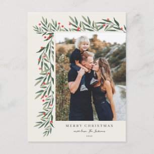 Cartão Postal De Festividades Natal Verdejante Marfim Foto Natal
