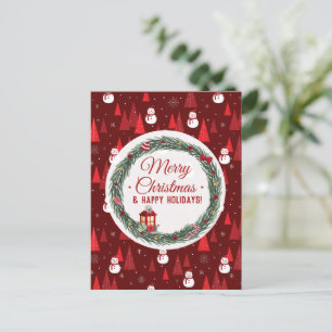 Cartão Postal De Festividades Natal vermelho moderno