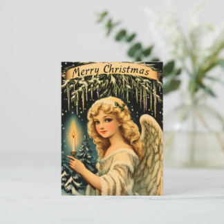 Cartão Postal De Festividades Natal vintage Angel