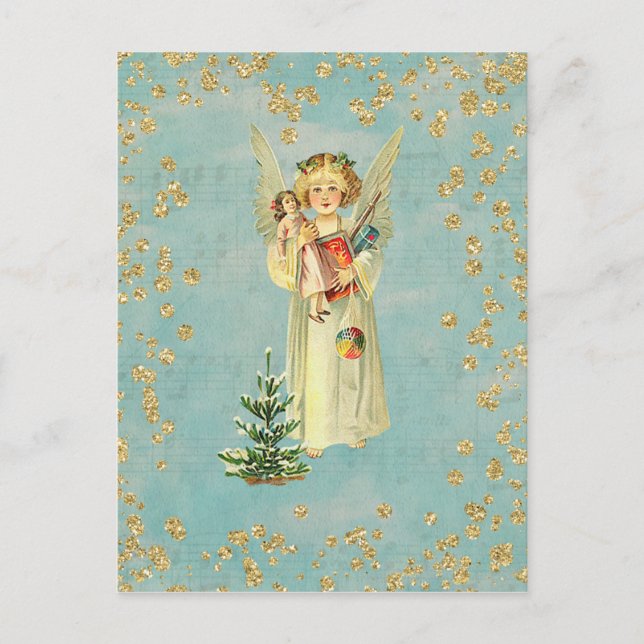 Cartão Postal De Festividades Natal vintage Angel (Frente)
