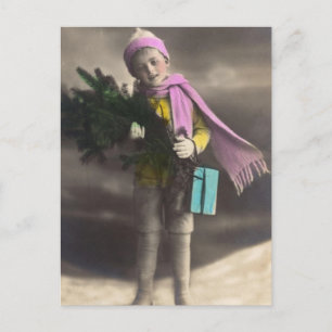 Cartão Postal De Festividades Natal vintage Boy
