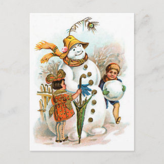Cartão Postal De Festividades Natal vintage Village Snowman