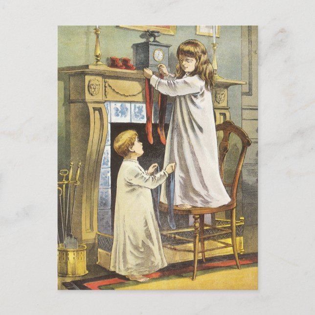 Cartão Postal De Festividades Natal vitoriano, refeitórios de Natal para criança (Frente)