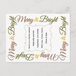 Cartão Postal De Festividades Natalina Clássica Alegre & Brilhante Festiva