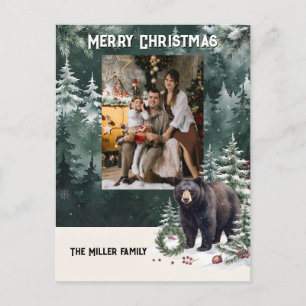 Cartão Postal De Festividades Natalina Urso Preto Foto Personalizada Natal