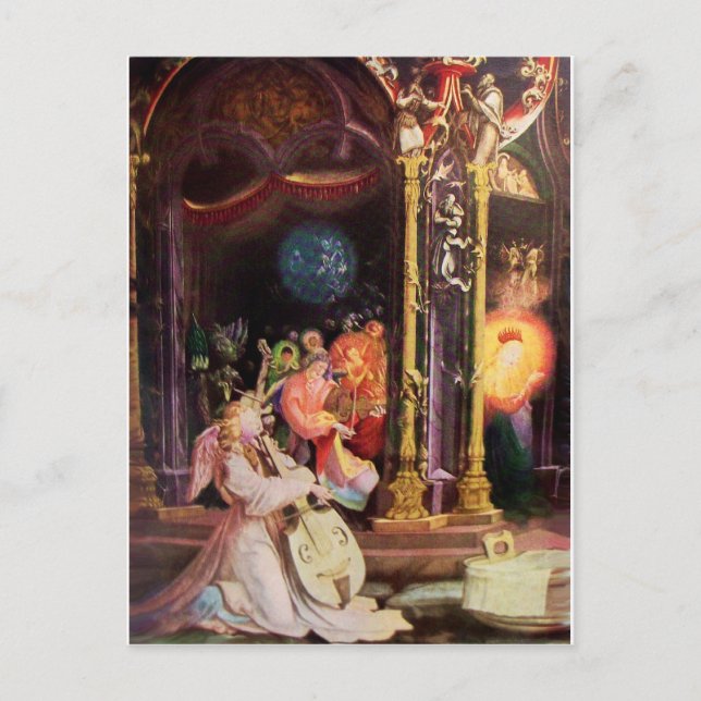 CARTÃO POSTAL DE FESTIVIDADES NATIVIDADE COM ANJOS - MÁGICA DO NATAL (Frente)