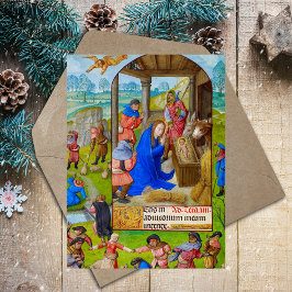 Cartão Postal De Festividades Natividade Cristã de Natal Medieval