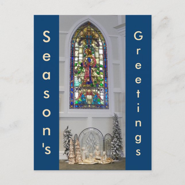 Cartão Postal De Festividades Natividade da janela & do Natal de vitral do (Frente)