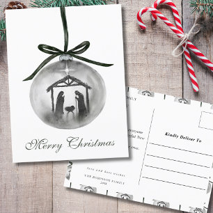 Cartão Postal De Festividades Natividade de Aquarela Ornamento de Natal Feliz