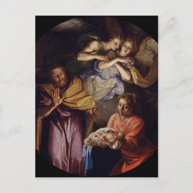 Cartão Postal De Festividades Natividade por Noel Coypel (Frente)