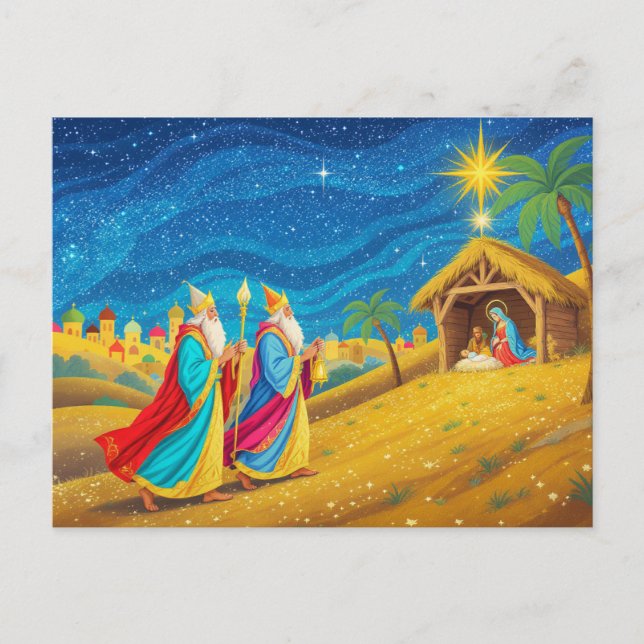 Cartão Postal De Festividades Nativity Epiphany Three Kings Christmas (Frente)