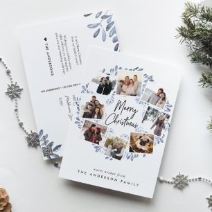Cartão Postal De Festividades Naturalmente Joyful Wreath   Foto Colagem Natal